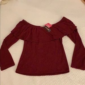Burgundy off the shoulder blouse